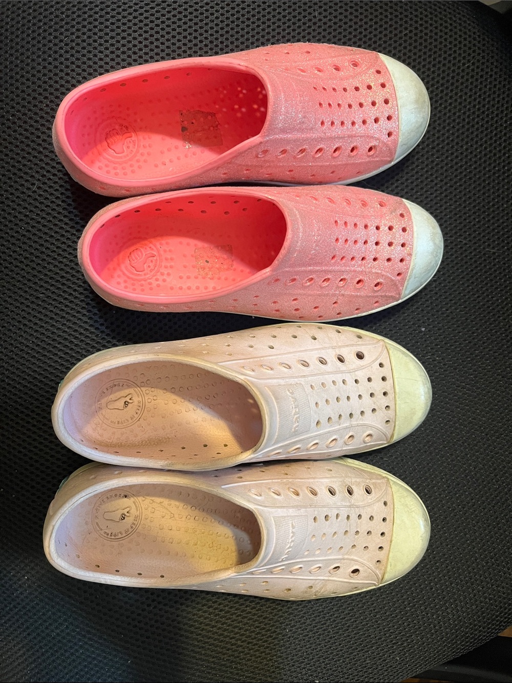 Native Kids Slip-On Water Shoes in Coral Sparkle and Light Pink
